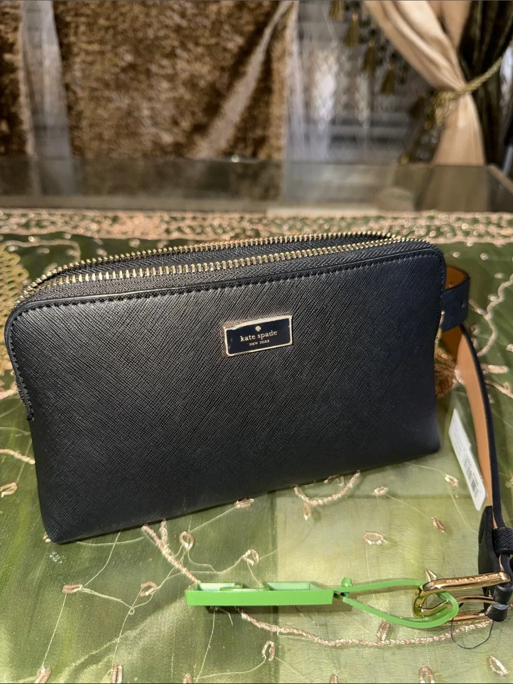 NWOT Kate Spade zip top leather belt bag Fanny Pack Black L/XL